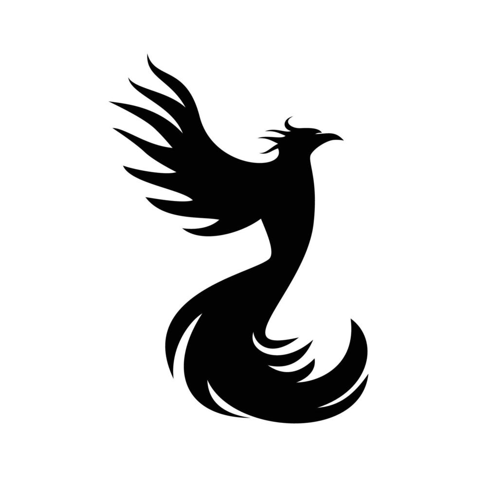 fågel Fenix silhuett logotyp design. brand fågel i mytologi. vektor