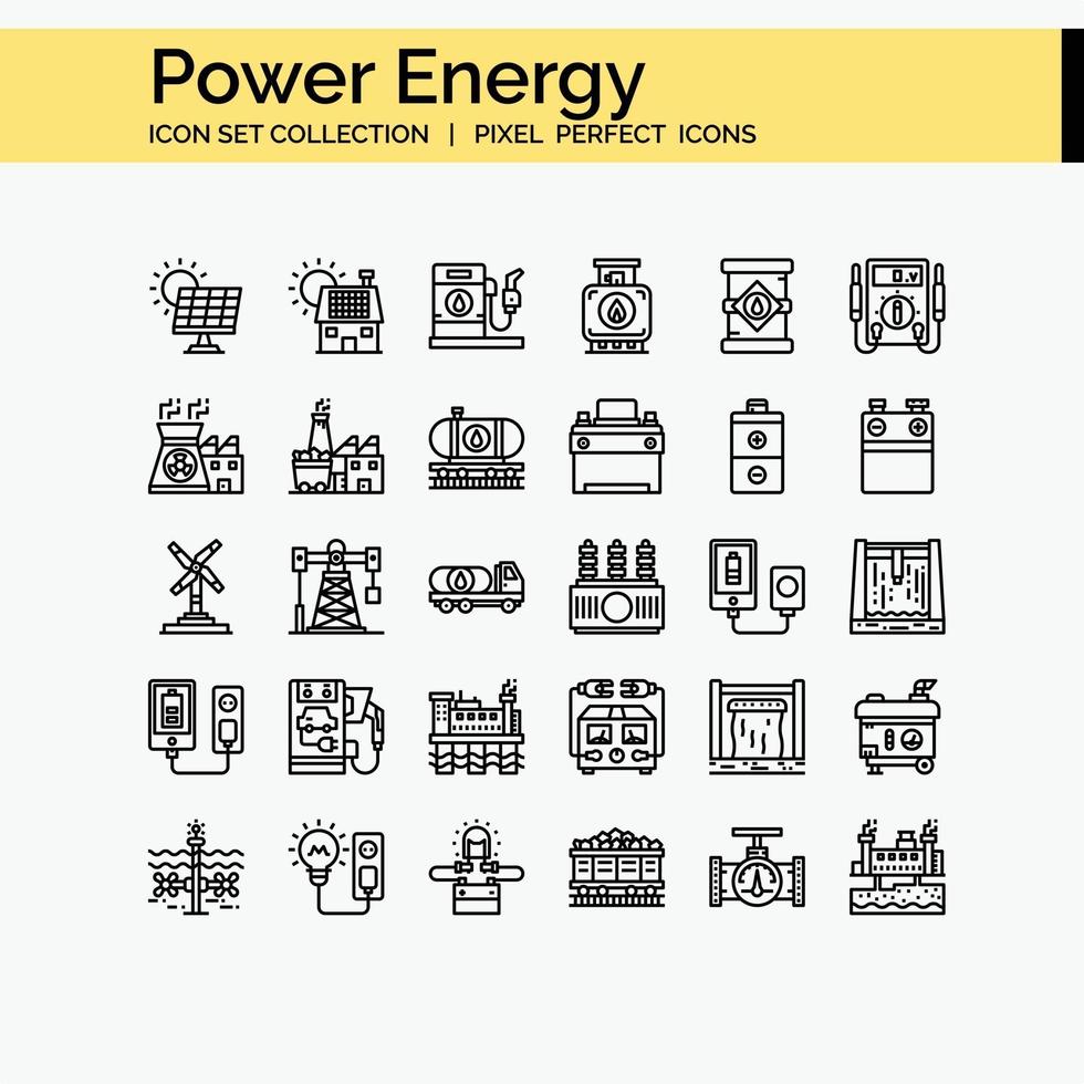 makt energi disposition ikonuppsättning vektor