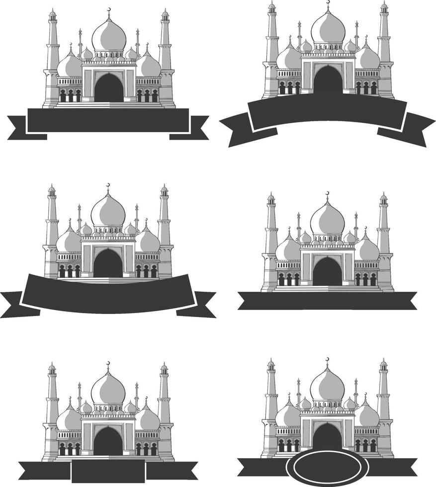 silhuett moskén islamisk masjid ramadan hälsning vektorillustration vektor