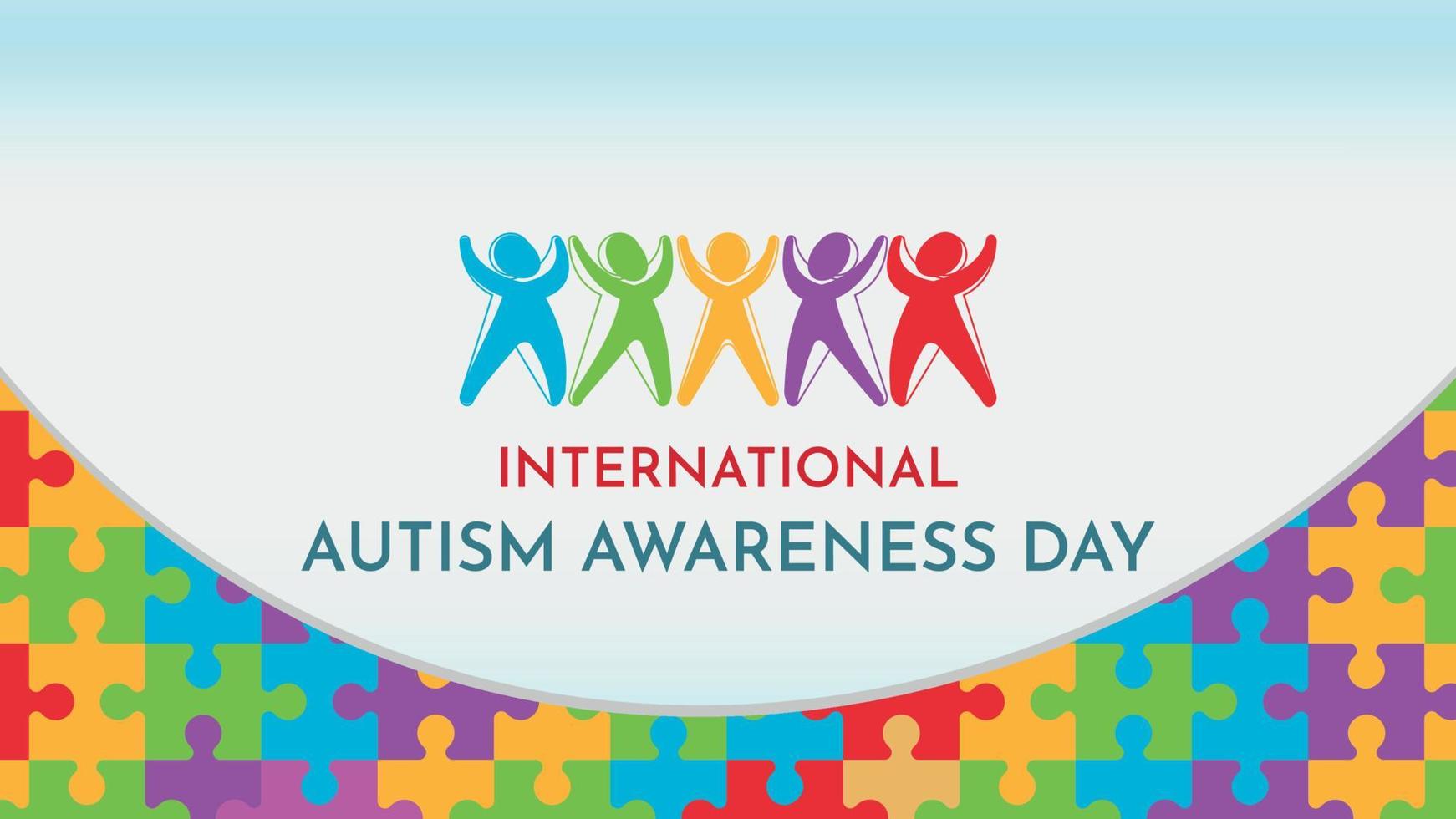 Welt Autismus Bewusstsein Tag Illustration Hintergrund mit Puzzle Kinder Autismus Vektor