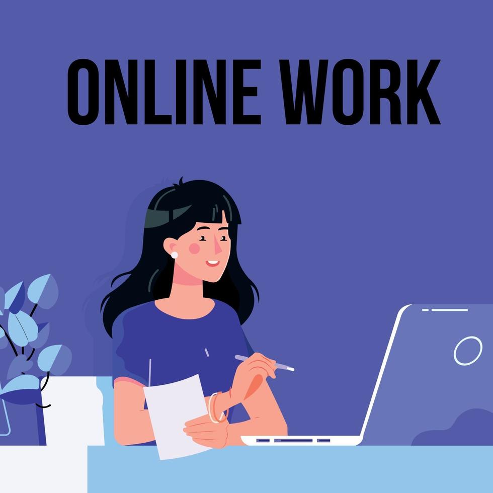 Online-Arbeit. Heimarbeit. Geschäftsillustration vektor