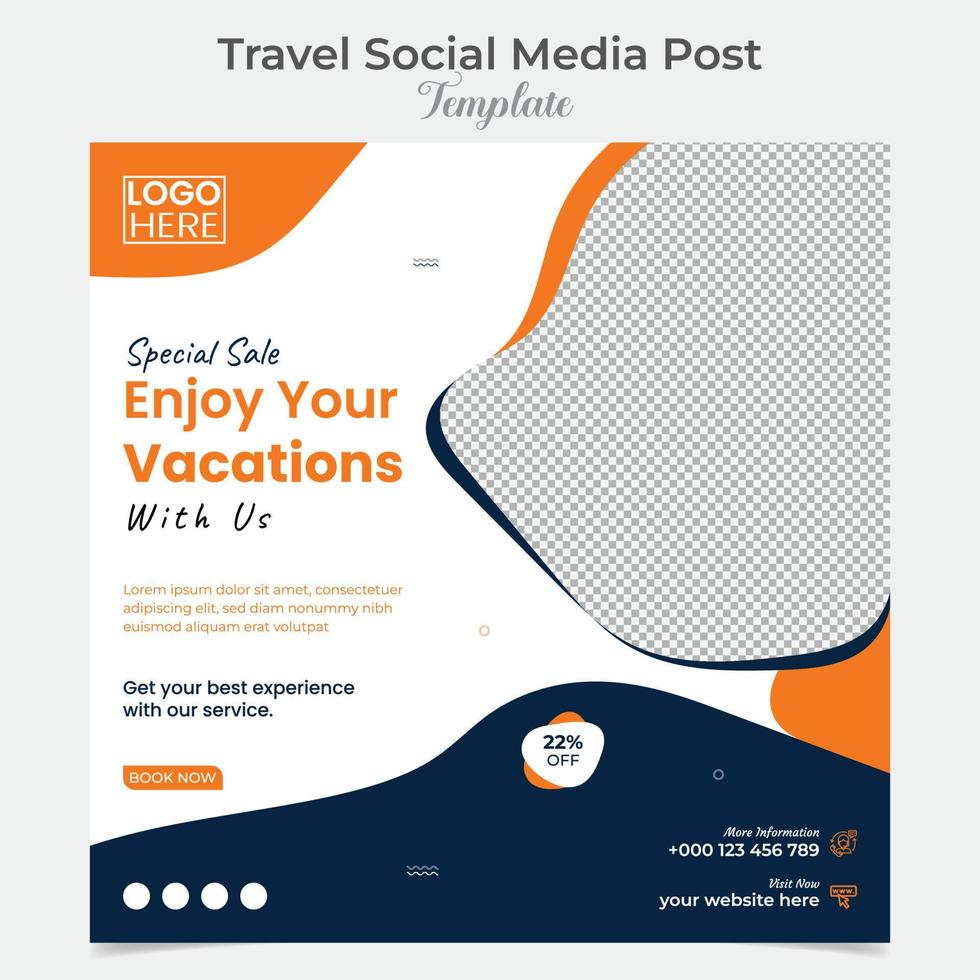 Reise Urlaub Ferien Tour Platz Flyer Post Banner und Sozial Medien Post Vorlage Design vektor