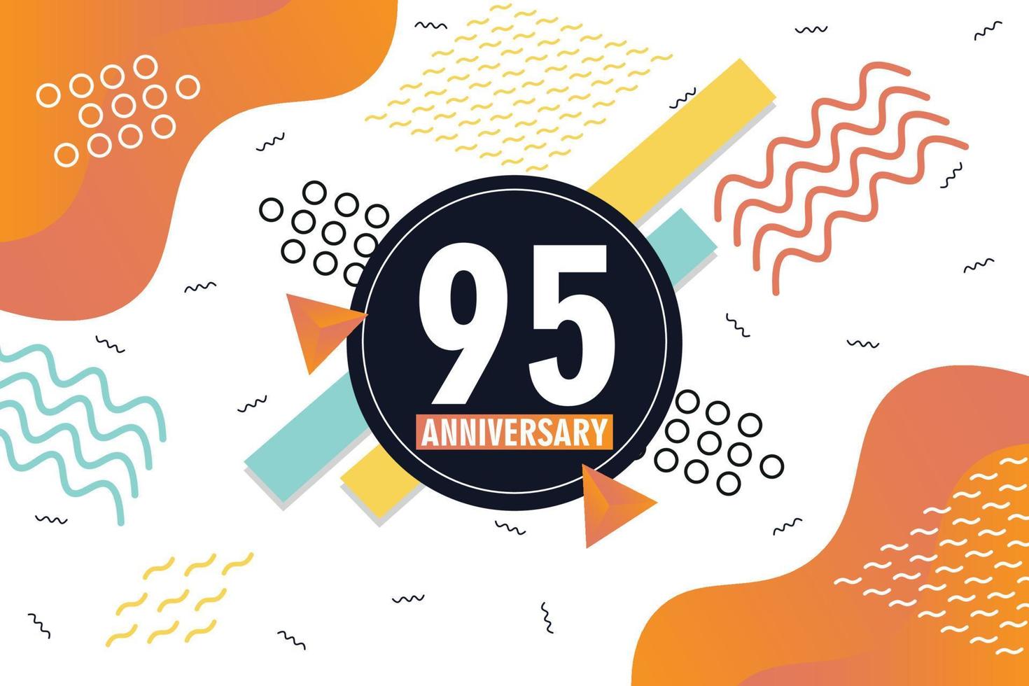 95 .. Jahrestag Feier Logo mit bunt abstrakt Hintergrund Design mit geometrisch Formen Vektor Design
