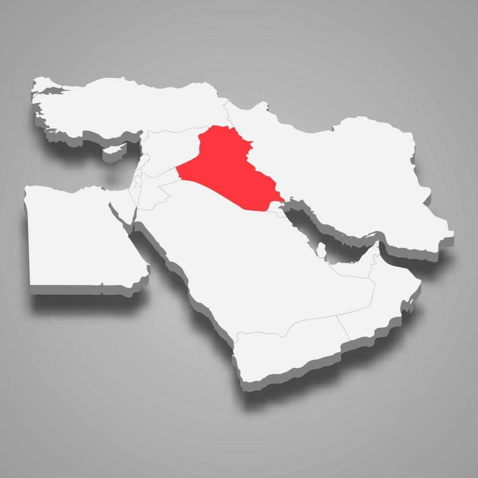 Irak Land Ort innerhalb Mitte Osten 3d Karte vektor