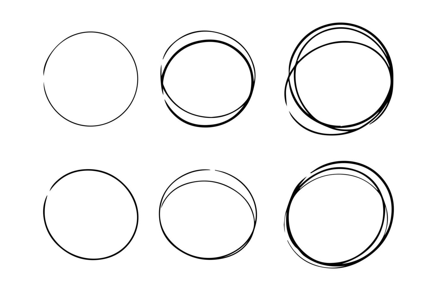 rundor klottra linje cirklar. vektor illustrationer.