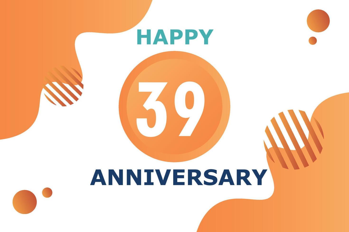 39 Jahre Jahrestag Feier geometrisch Logo Design mit Orange Blau und Weiß Farbe Nummer auf Weiß Hintergrund Vorlage vektor