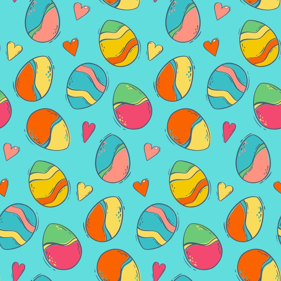 sömlös mönster med dekorerad påsk ägg. färgad ägg med mönster för de vår Semester. platt vektor illustration för konceptuell design. bakgrund för en hälsning kort.