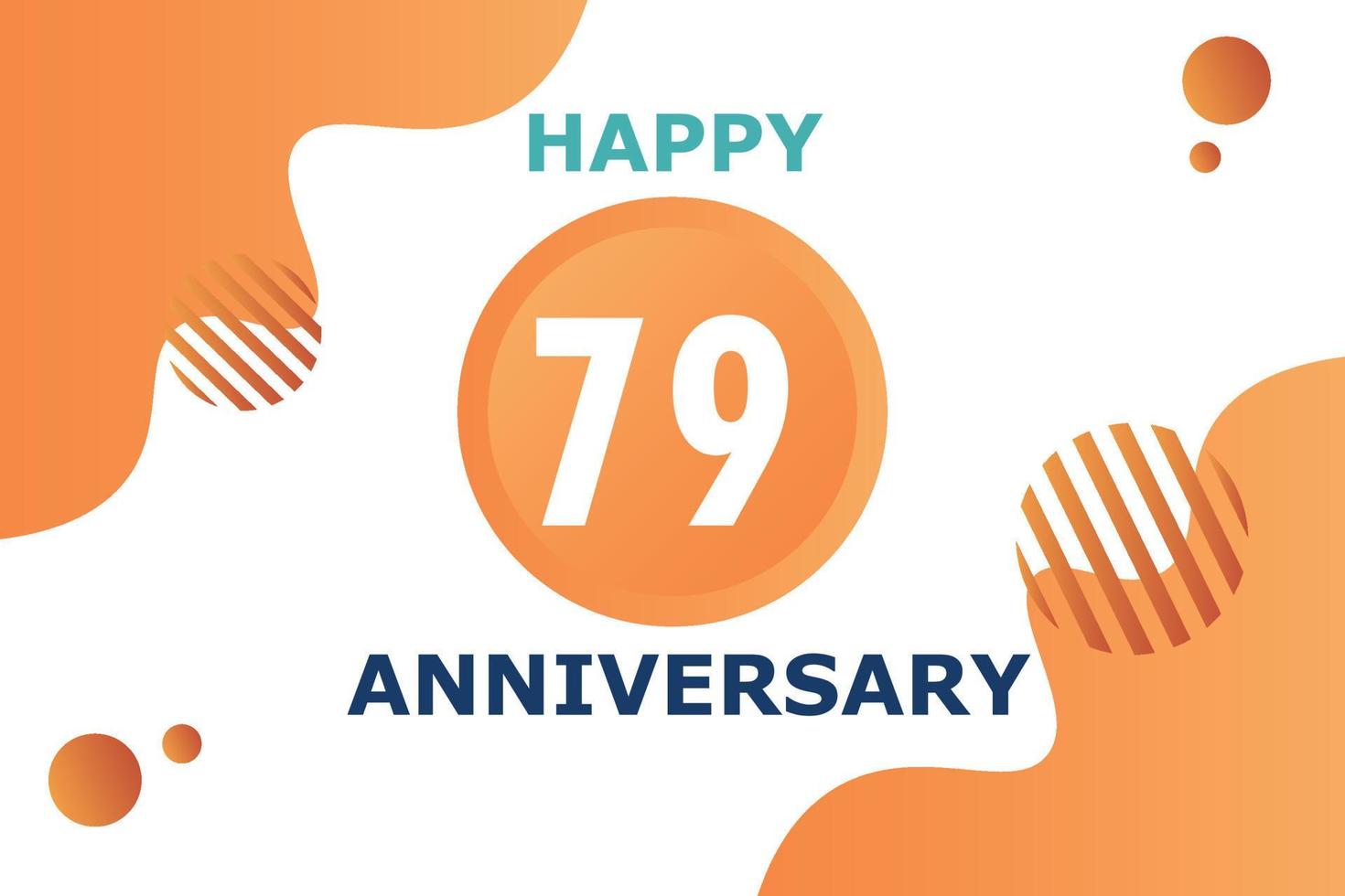 79 Jahre Jahrestag Feier geometrisch Logo Design mit Orange Blau und Weiß Farbe Nummer auf Weiß Hintergrund Vorlage vektor
