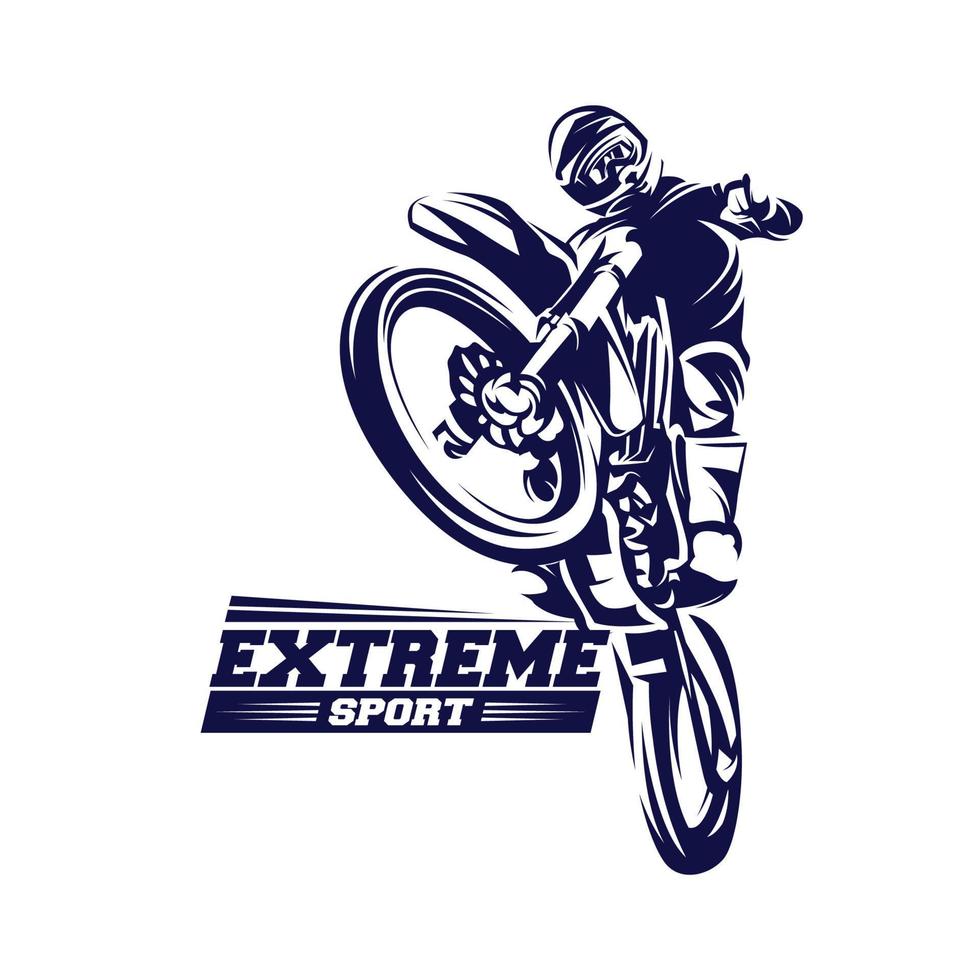 moto Spur oder Moto-Cross springen Illustration Silhouette Logo Inspiration Vektor