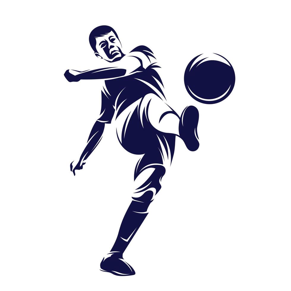 Fußball und Fußball Spieler Mann Silhouette Logo Vektor