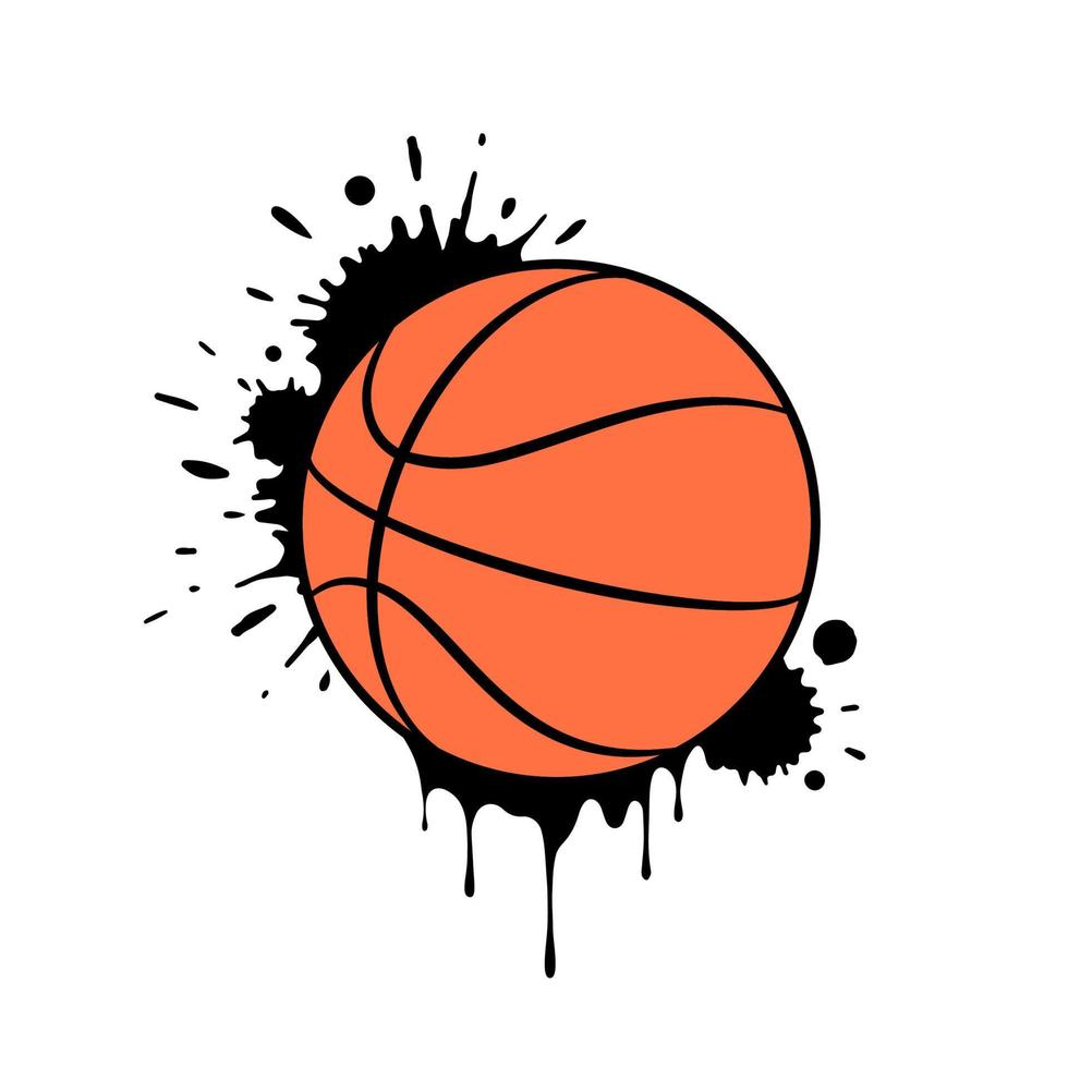 Grunge Basketball Ball Design mit Farbe spritzt und Tropfen. Vektor Illustration