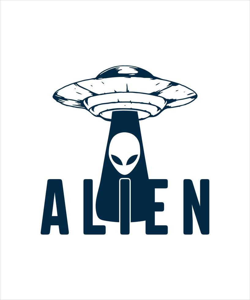UFO Außerirdischer Konzept Illustration T-Shirt Design vektor