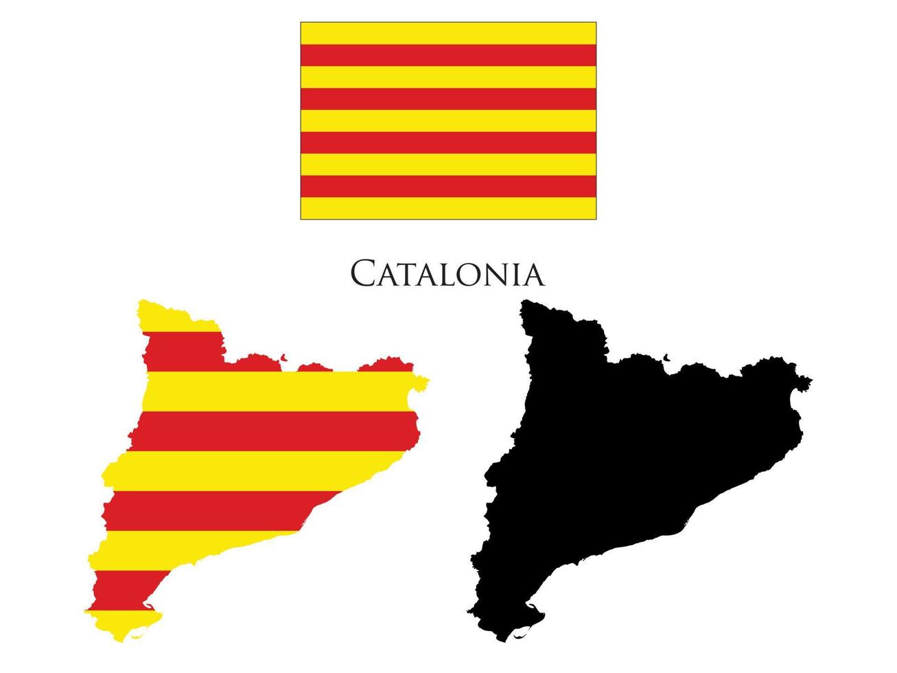 Katalonien Flagge und Karte Illustration Vektor