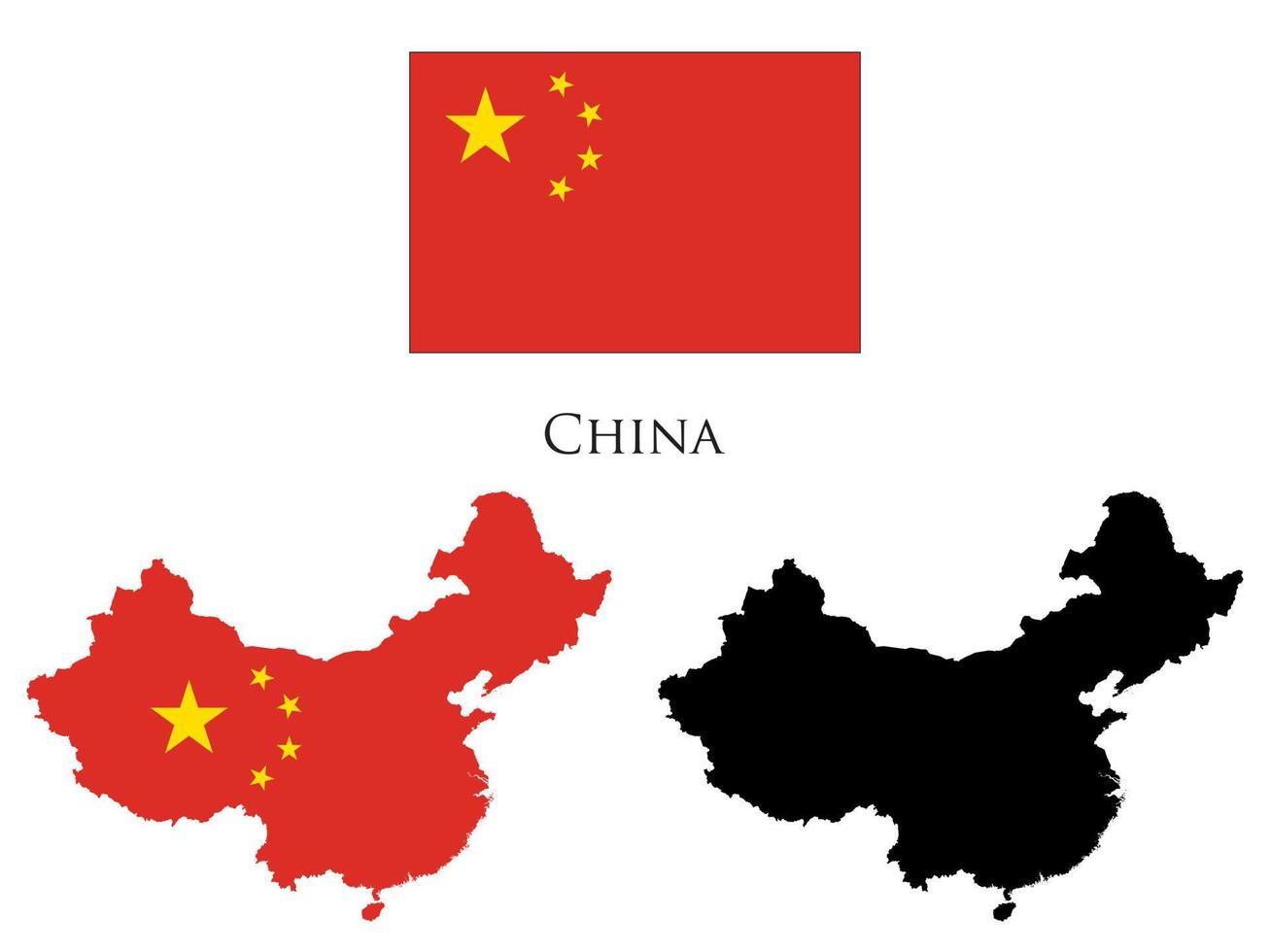 China Flagge und Karte Illustration Vektor