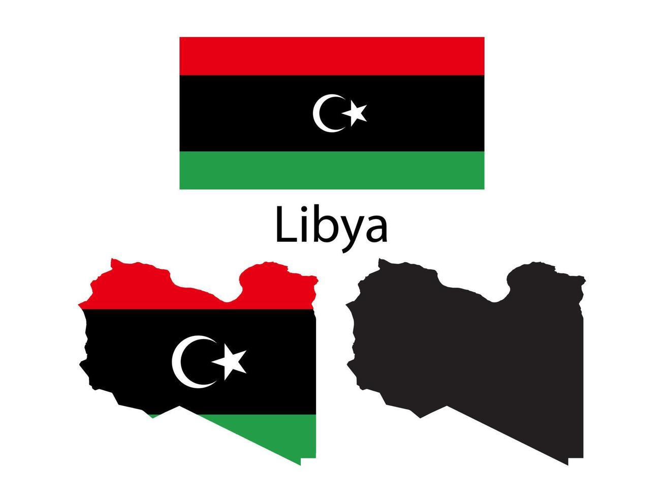 Libyen Flagge und Karte Illustration Vektor