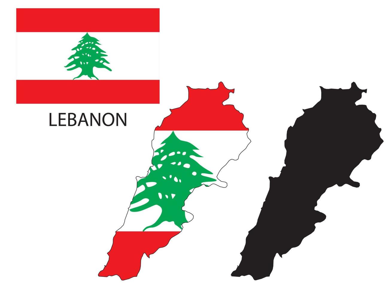 Libanon Flagge und Karte Illustration Vektor