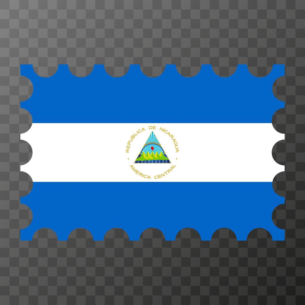 Porto Briefmarke mit Nicaragua Flagge. Vektor Illustration.