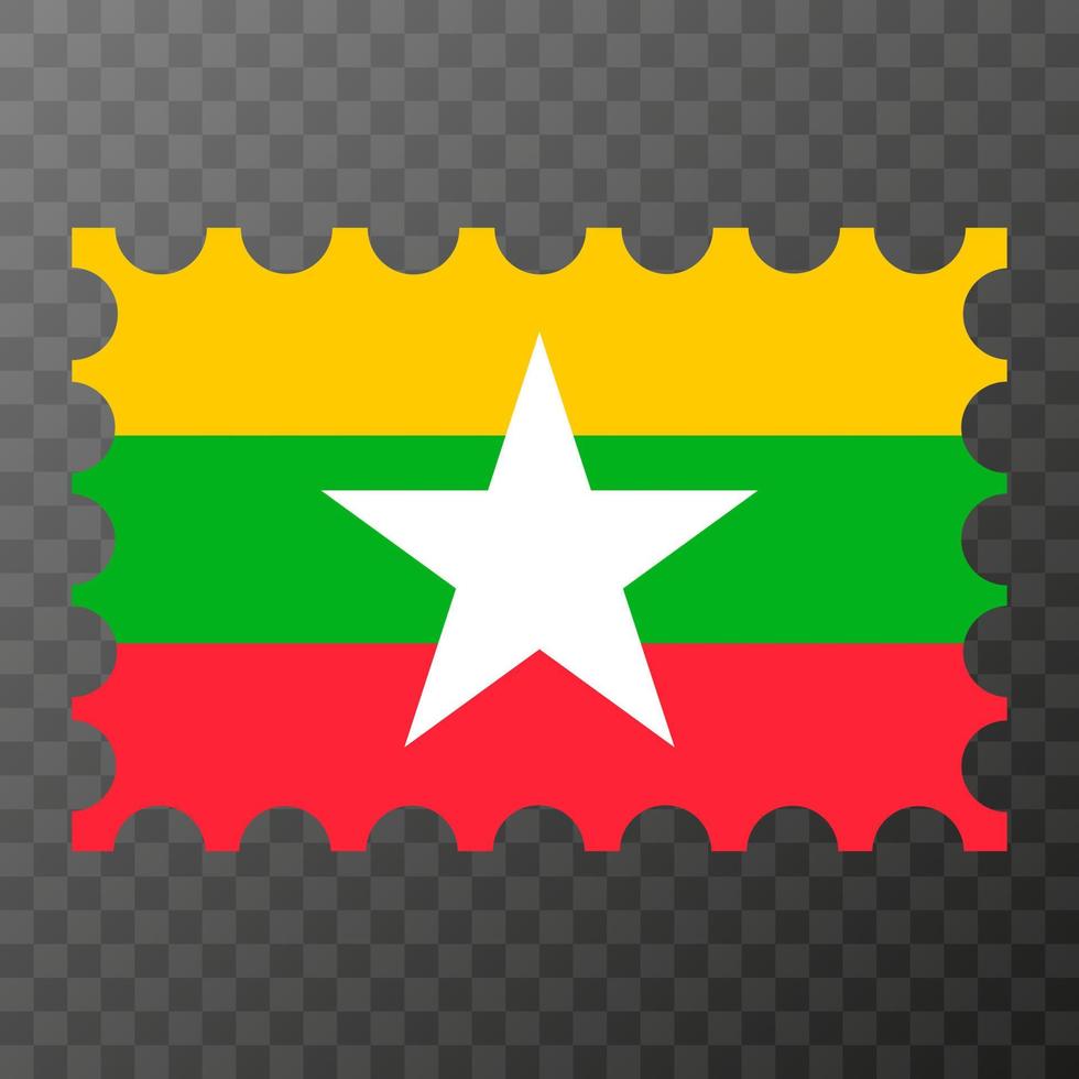 porto stämpel med myanmar flagga. vektor illustration.