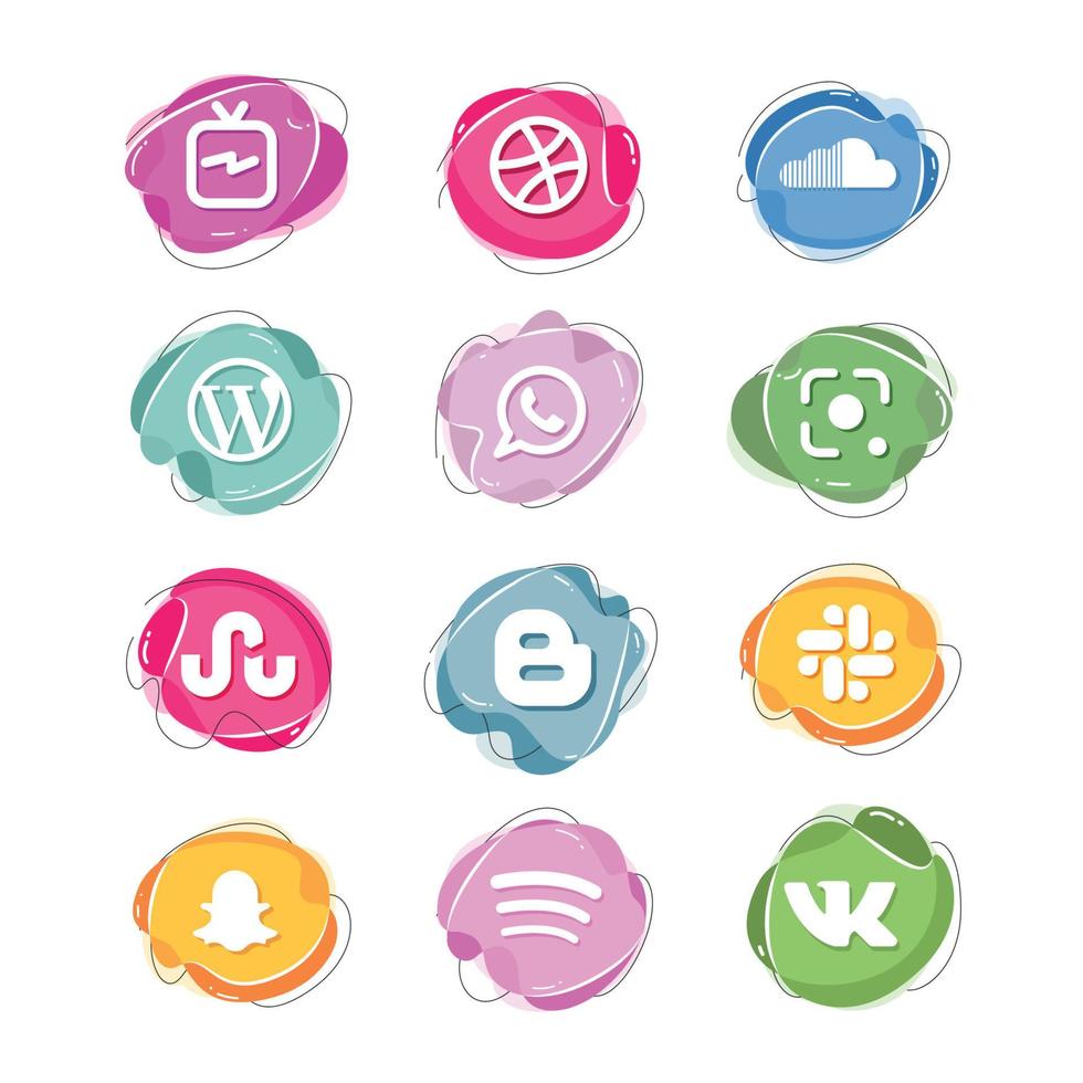 social media appar logotyp uppsättning vektor
