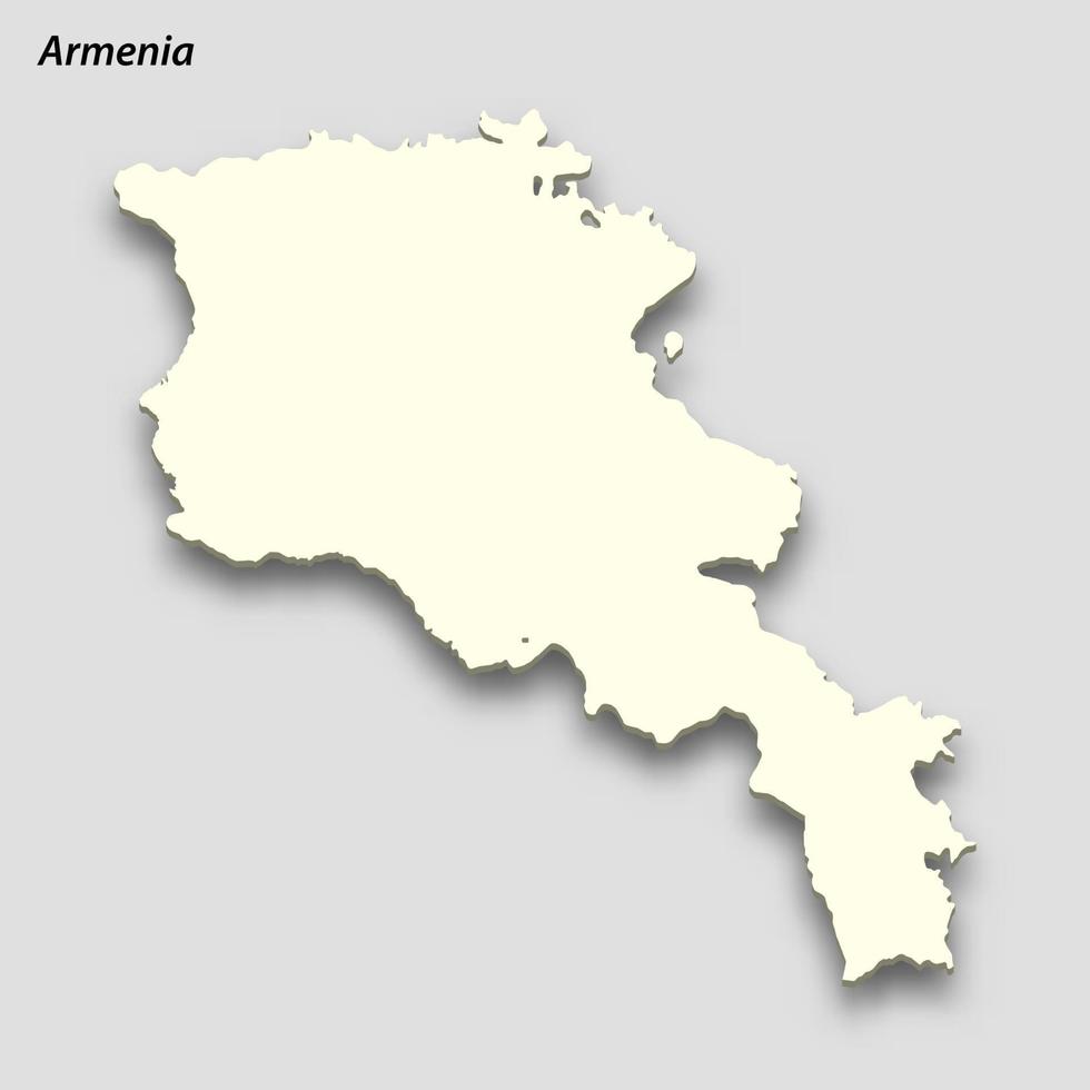 3d isometrisch Karte von Armenien isoliert mit Schatten vektor