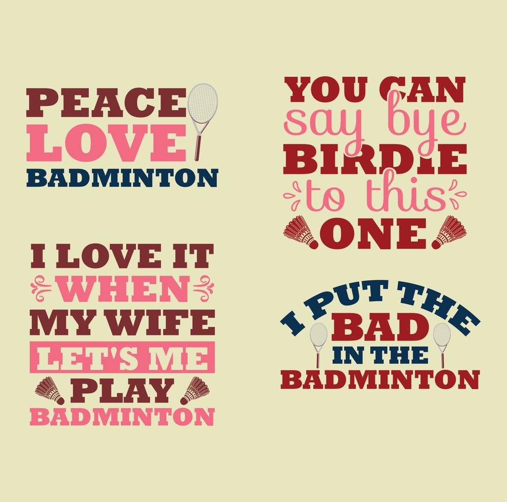 Badminton T-Shirt Design einstellen vektor