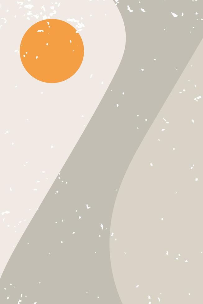 abstrakt samtida estetisk bakgrund med öken, berg, Sol. jord toner, bränd orange, terrakotta färger. boho vägg dekor. mitten århundrade modern minimalistisk konst skriva ut. organisk form vektor