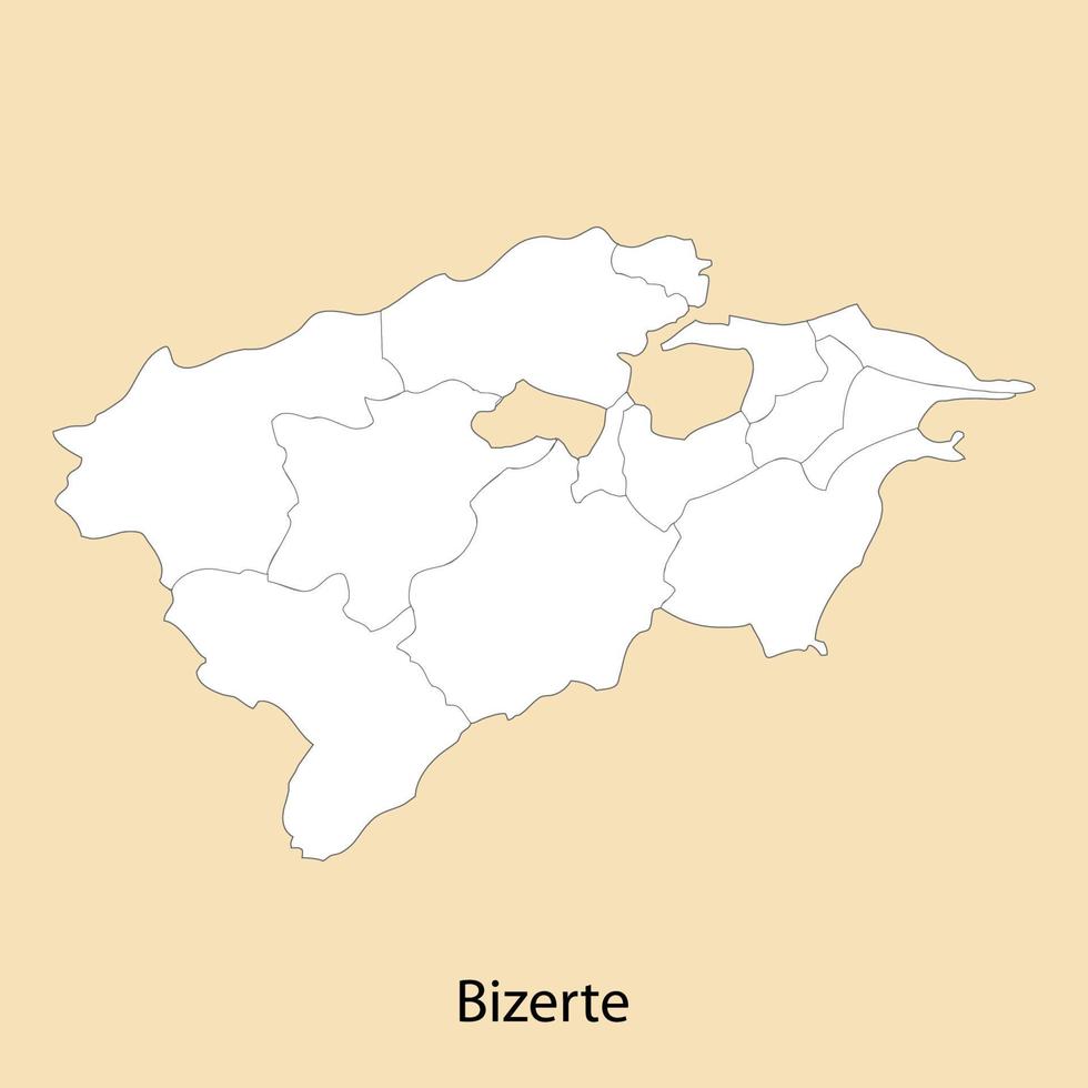 hoch Qualität Karte von bizarr ist ein Region von Tunesien vektor