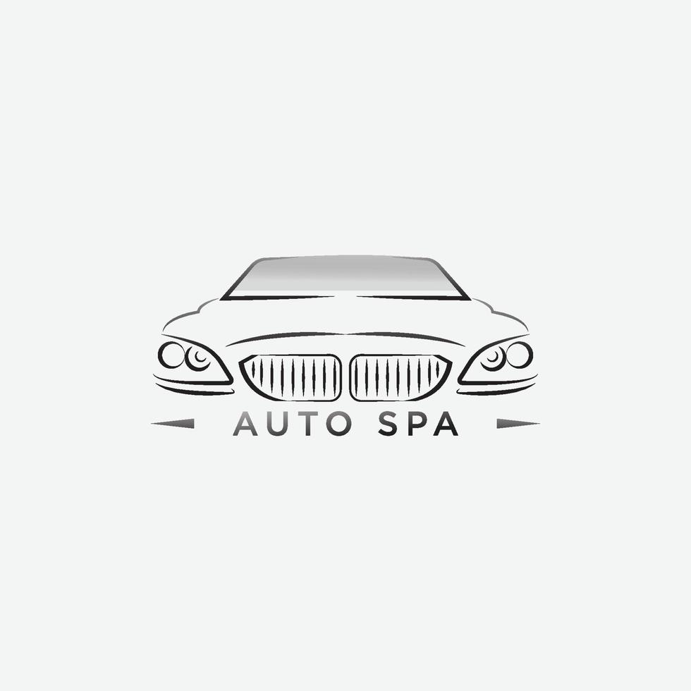 Auto Spa Auto Detail und Auto waschen Logo mit einfach Auto Gliederung vektor