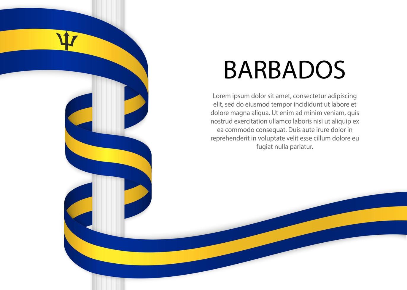 winken Band auf Pole mit Flagge von Barbados. Vorlage zum unabhängig vektor