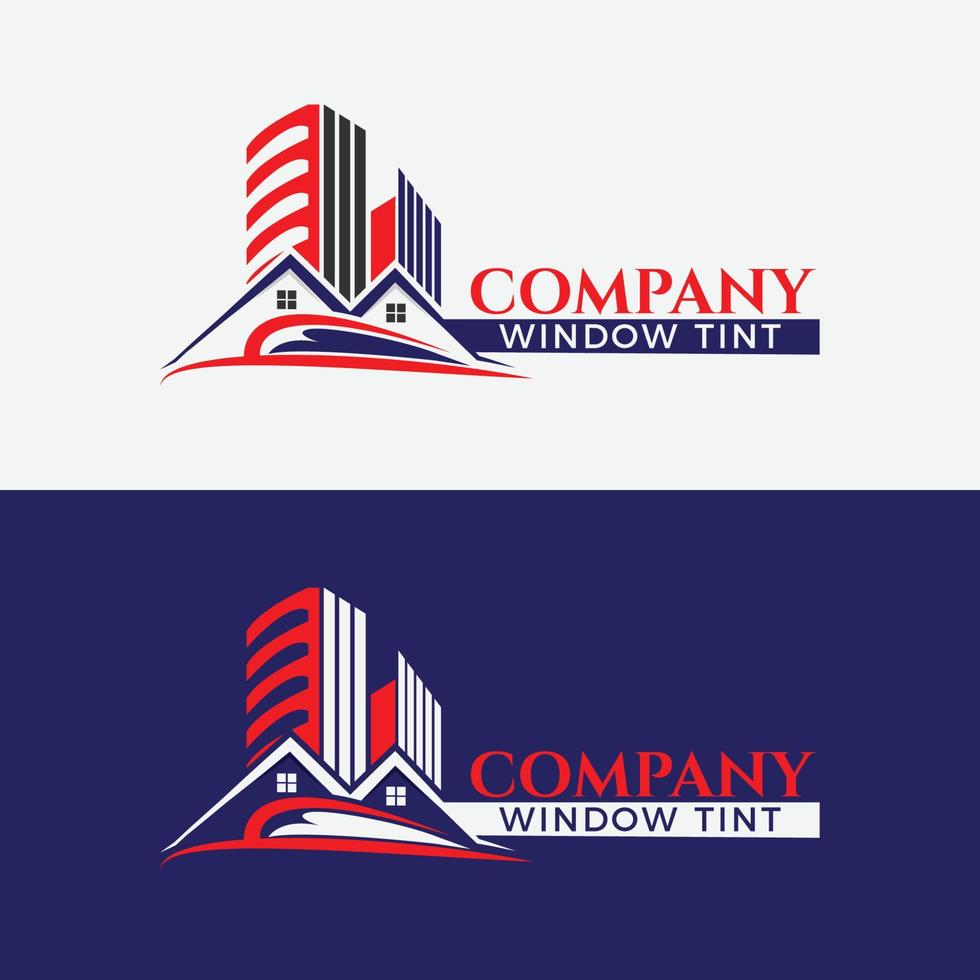 logotyp design för en företag tillhandahålla fönster toning tjänster för bilar, bostads- och kommersiell byggnader vektor