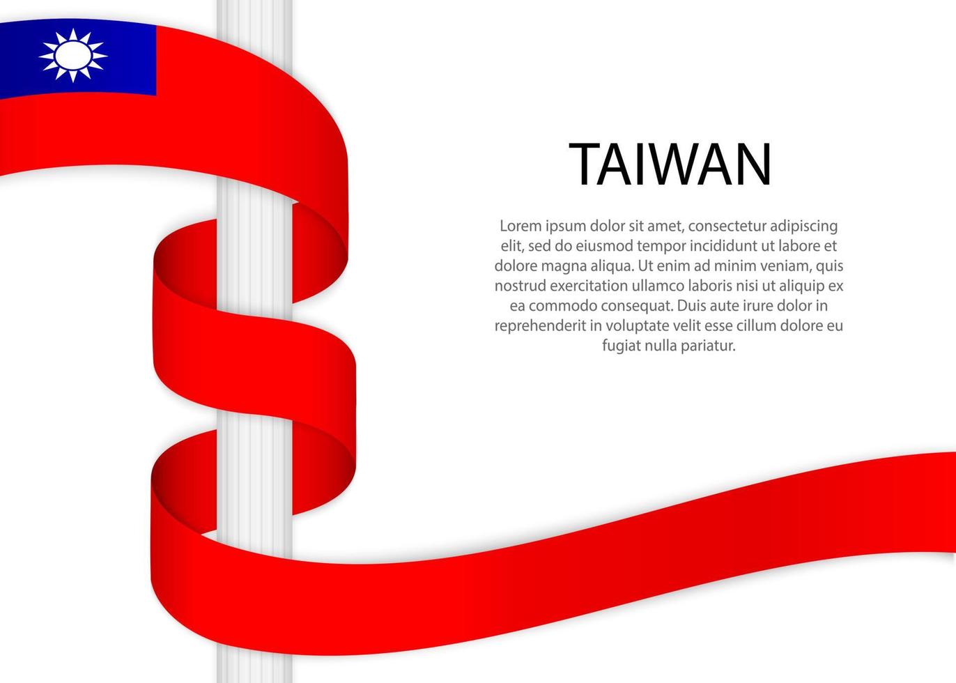 winken Band auf Pole mit Flagge von Taiwan. Vorlage zum unabhängig vektor
