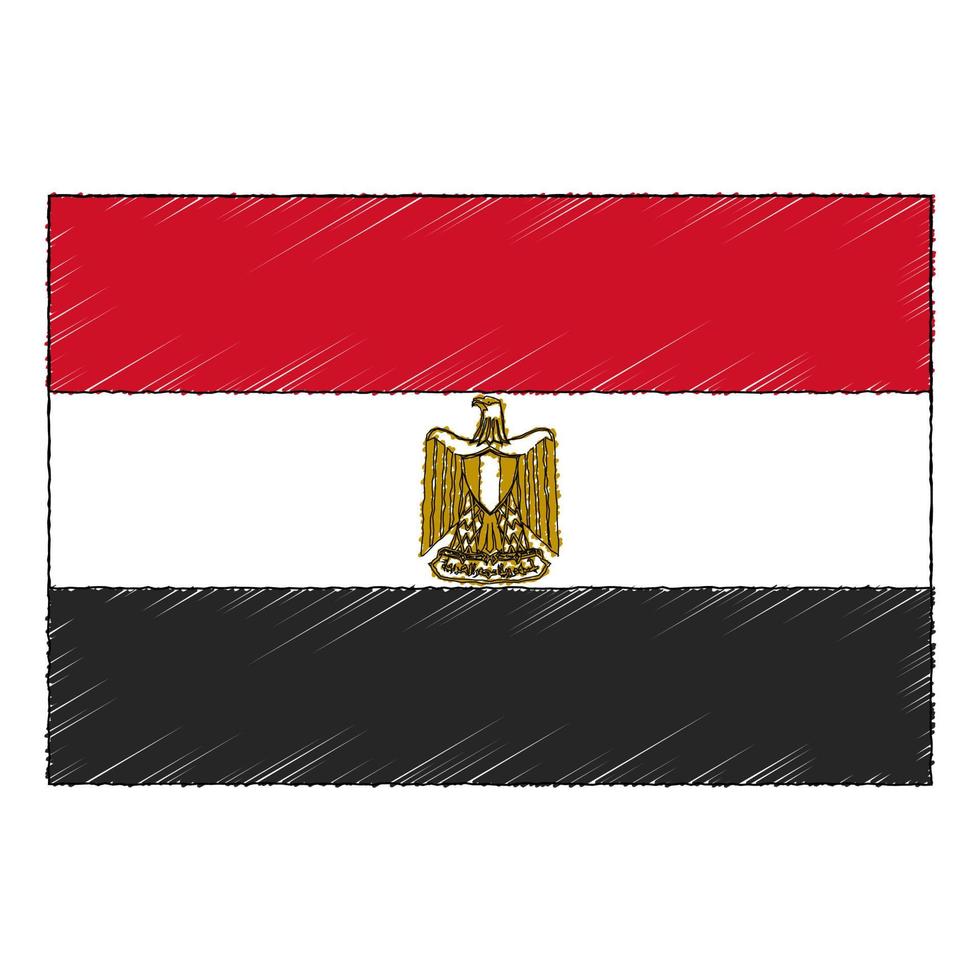 hand dragen skiss flagga av egypten. klotter stil ikon vektor