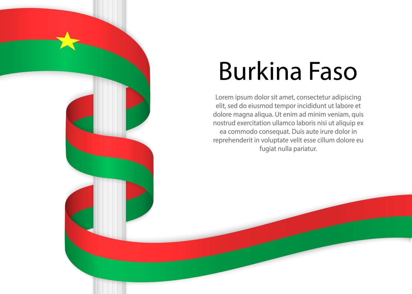 winken Band auf Pole mit Flagge von Burkina faso. Vorlage zum im vektor