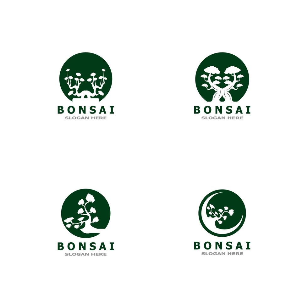 bonsai träd växt vektor logotyp illustration