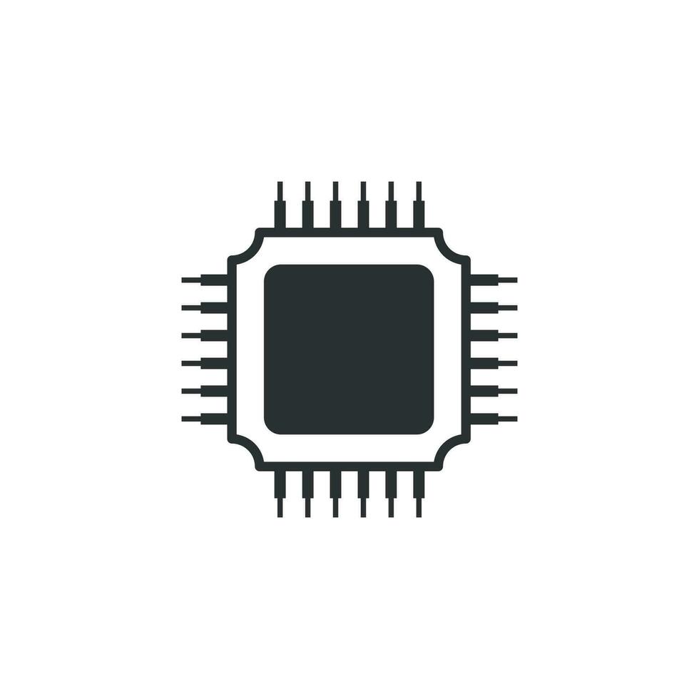 Zentralprozessor zum Computer und Smartphone Symbol im eben Stil. Prozessor Chipsatz Vektor Illustration auf isoliert Hintergrund. Mikrochip Zeichen Geschäft Konzept.