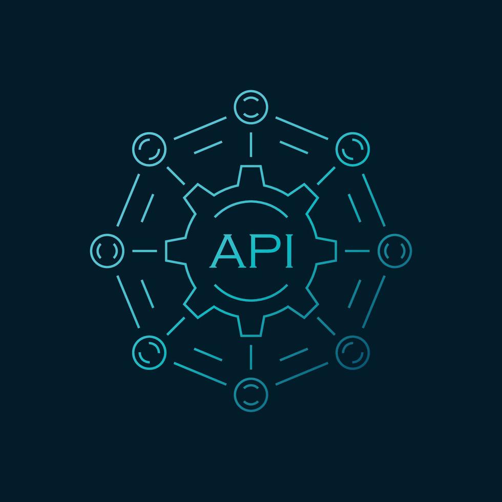 api ikon i platt stil. programvara integration vektor illustration på isolerat bakgrund. algoritm programmering tecken företag begrepp.