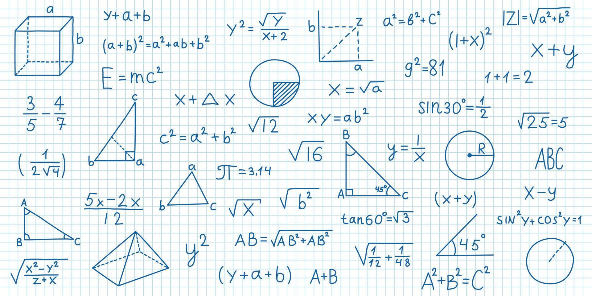 Hand gezeichnet Mathematik Symbole Symbol im eben Stil. Mathematik Formel Vektor Illustration auf isoliert Hintergrund. Schule Bildung Zeichen Geschäft Konzept.