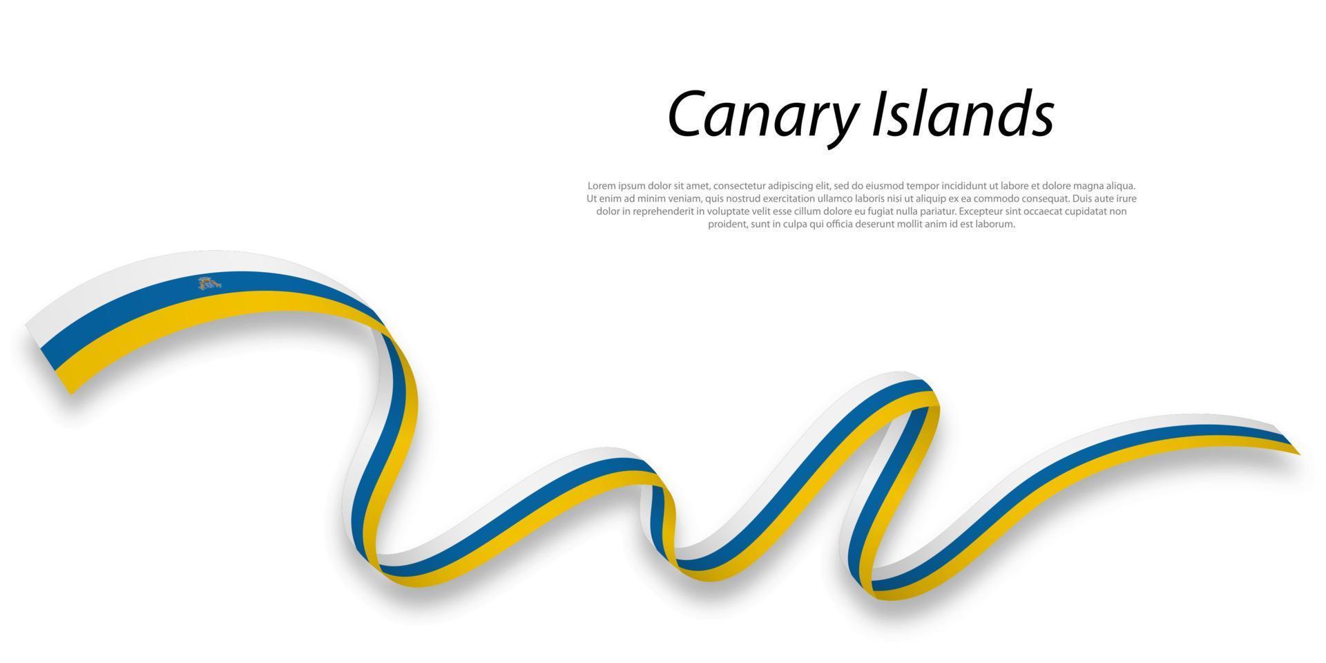 winken Band oder Streifen mit Flagge von Kanarienvogel Inseln vektor