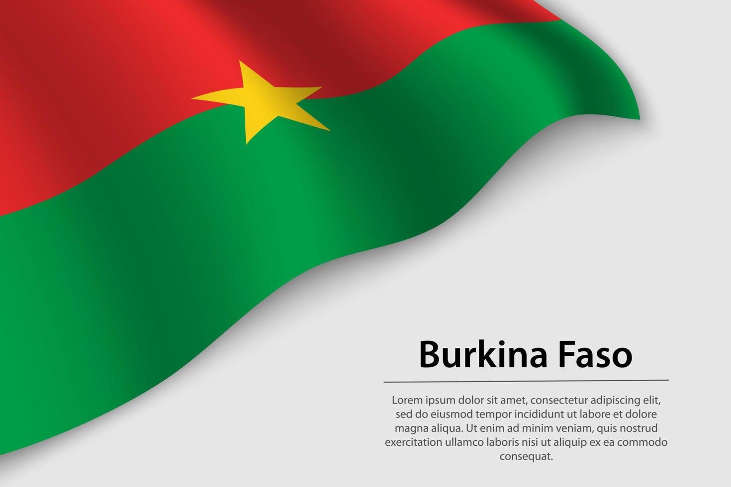 Welle Flagge von Burkina Faso auf Weiß Hintergrund. Banner oder Band vektor