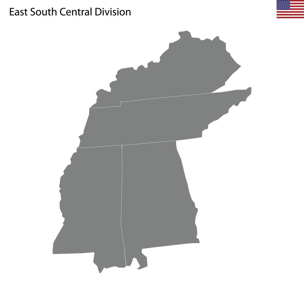 hög kvalitet Karta av öst söder central division av förenad stater vektor
