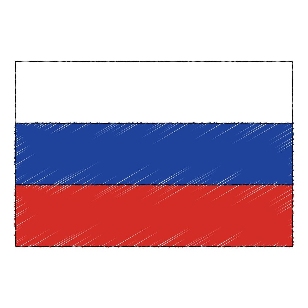 Hand gezeichnet skizzieren Flagge von Russland. Gekritzel Stil Symbol vektor