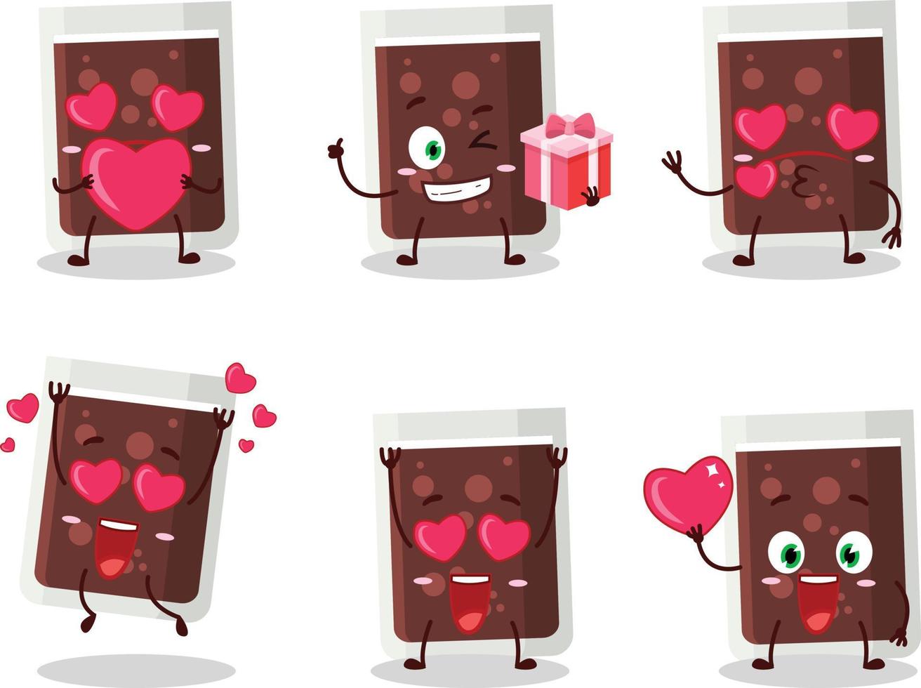 Glas von Cola Karikatur Charakter mit Liebe süß Emoticon vektor
