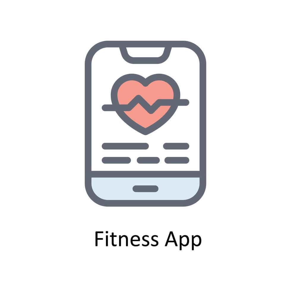 Fitness App Vektor füllen Gliederung Symbole. einfach Lager Illustration Lager