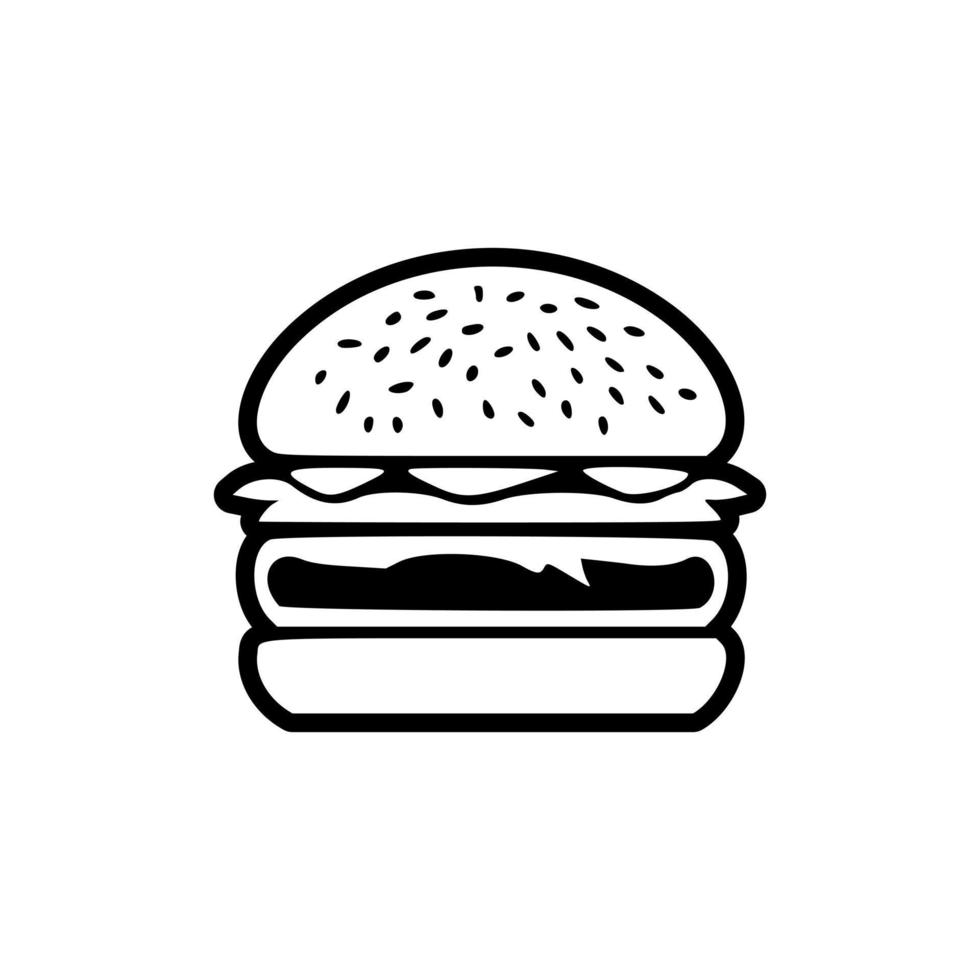 vektor logotyp i svart och vit, skildrar en hamburgare.