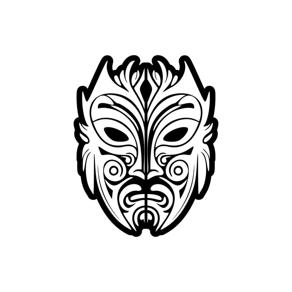 .Vektor tätowieren von polynesisch Gott Maske, schwarz und Weiß skizzieren. vektor
