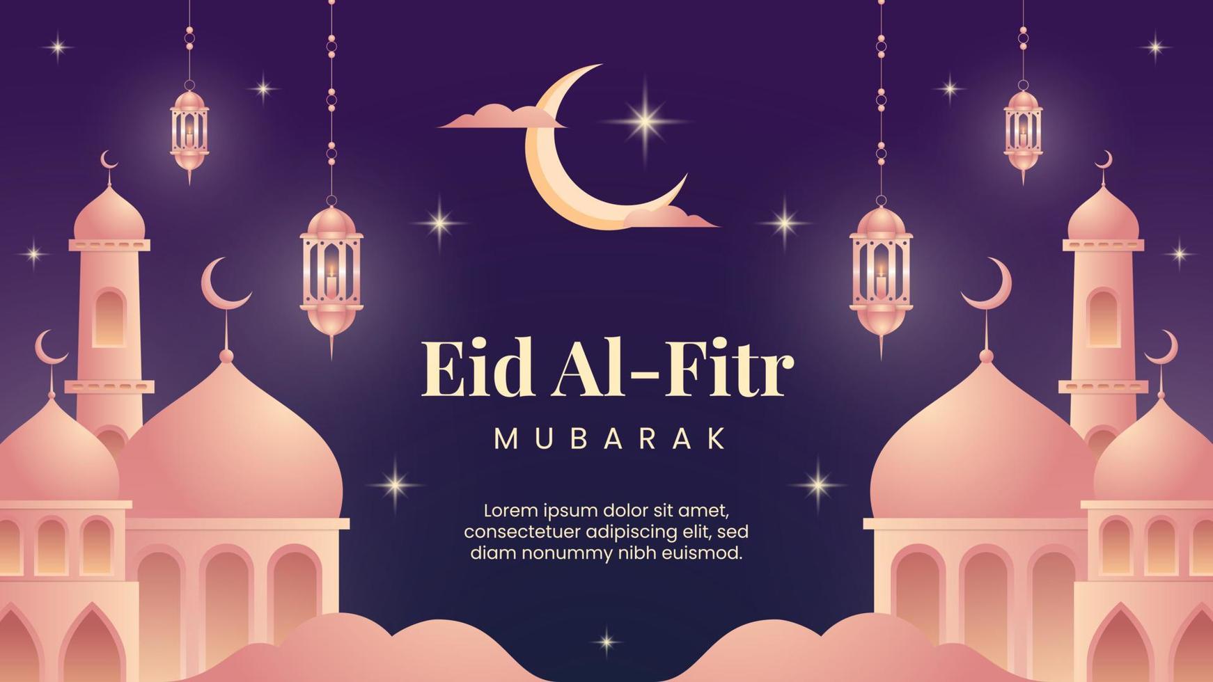 eid al fitr mubarak lutning illustration baner vektor