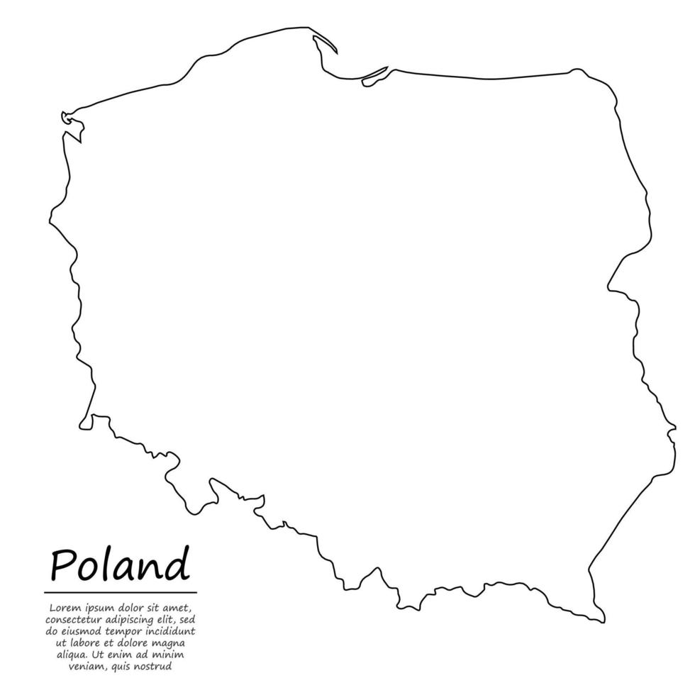 einfach Gliederung Karte von Polen, im skizzieren Linie Stil vektor