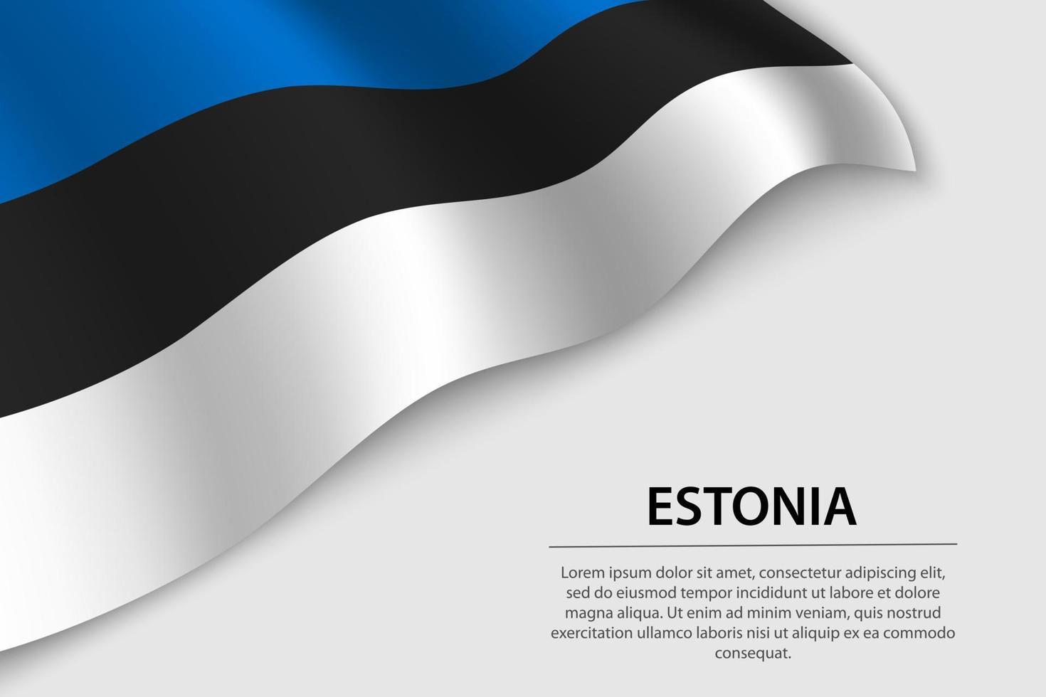 Welle Flagge von Estland auf Weiß Hintergrund. Banner oder Band vecto vektor