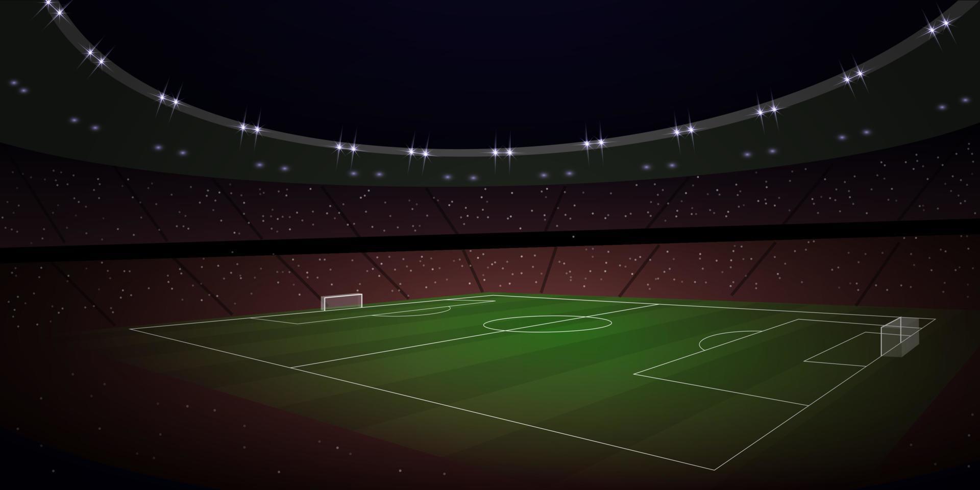 3d realistisk fotboll stadion på natt. vektor