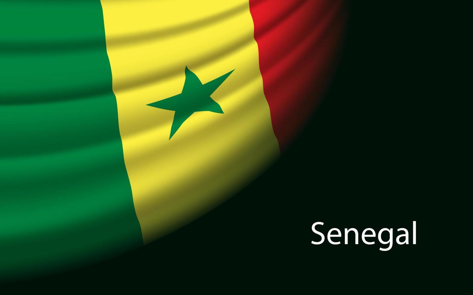 Welle Flagge von Senegal auf dunkel Hintergrund. vektor